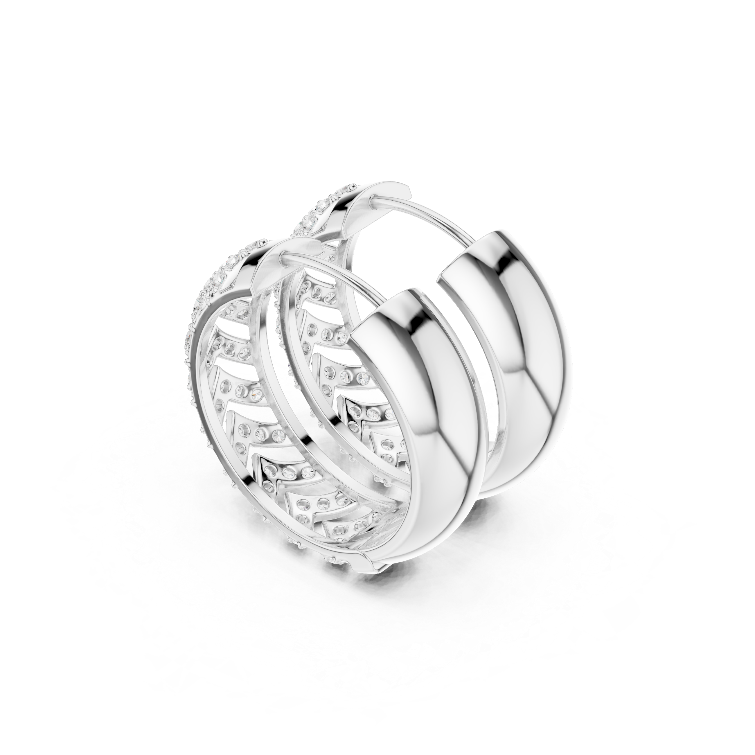 Diamond chevron hoop earrings in gold by Signora Jewels