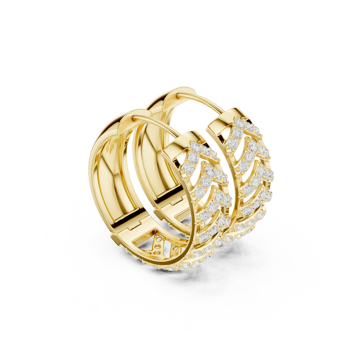 Diamond chevron hoop earrings in gold by Signora Jewels