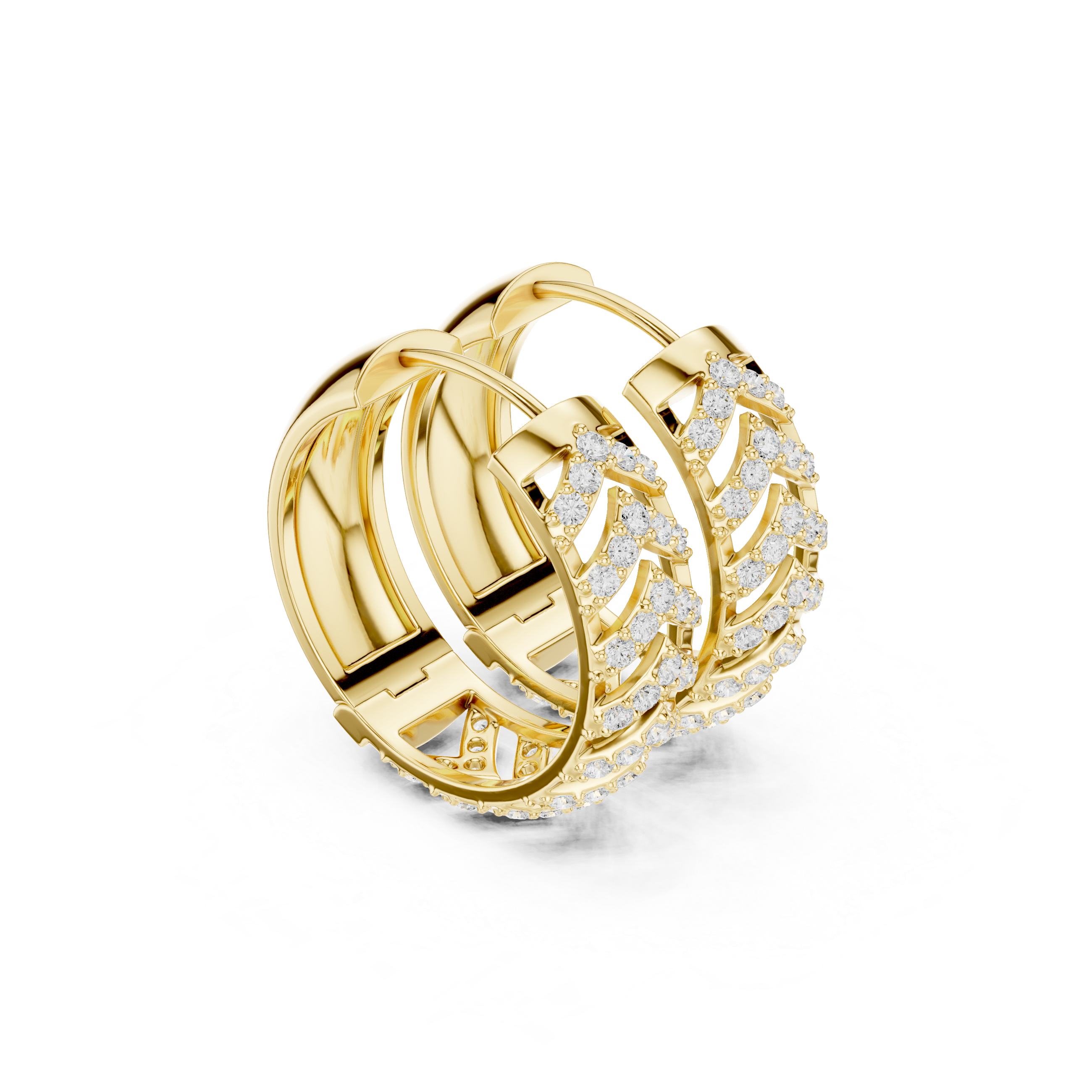 Diamond chevron hoop earrings in gold by Signora Jewels
