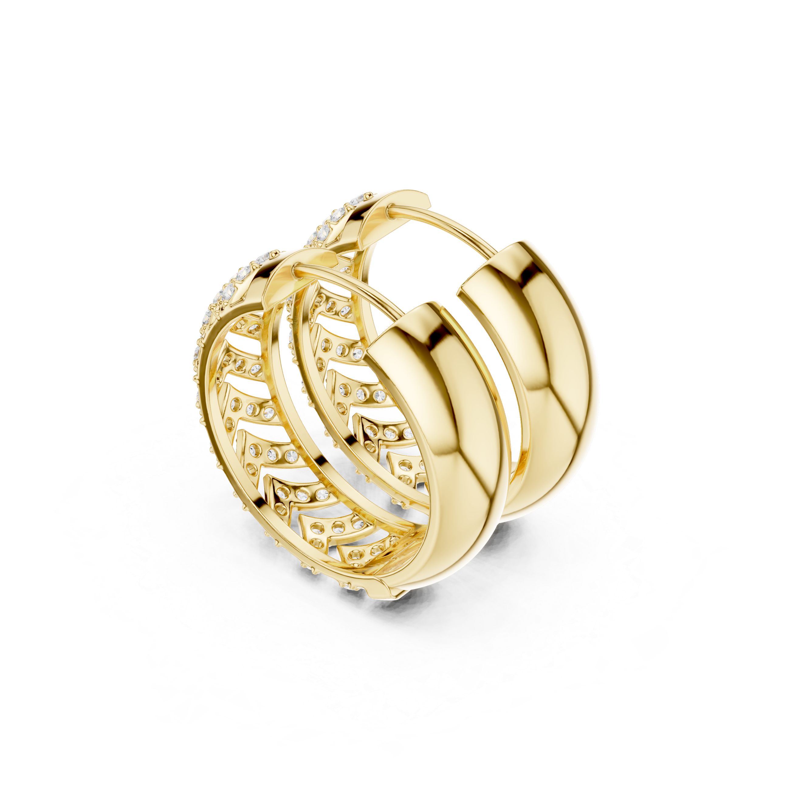 Diamond chevron hoop earrings in gold by Signora Jewels
