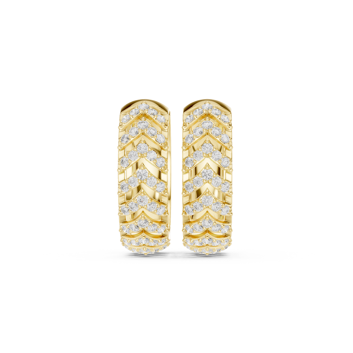 Diamond chevron hoop earrings in gold by Signora Jewels