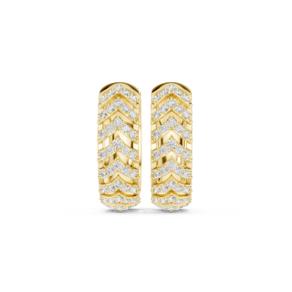 Front face of the yellow gold Chevron Spark hoop earrings
