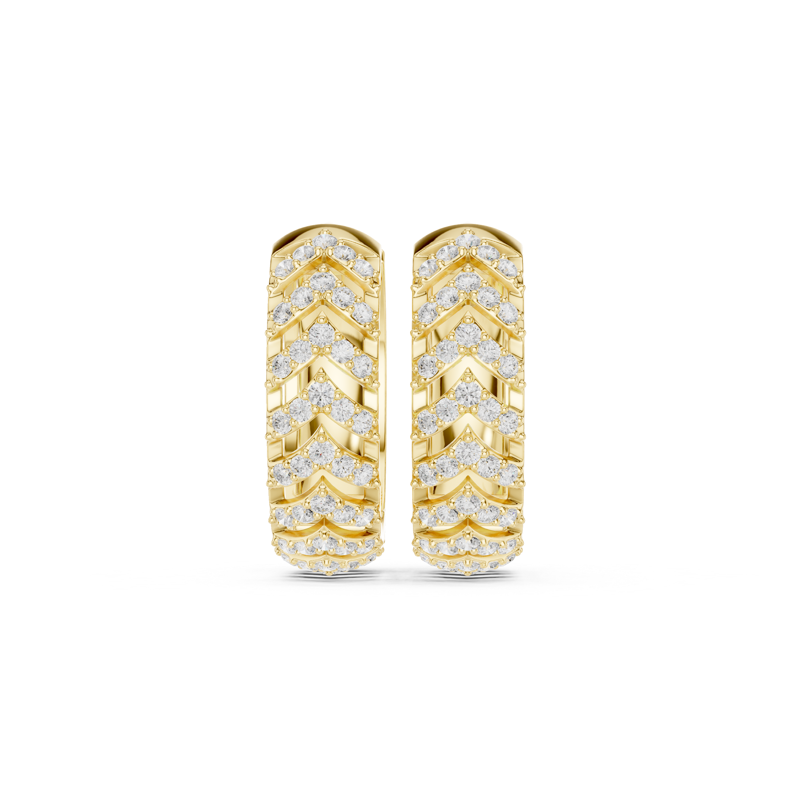 Diamond chevron hoop earrings in gold by Signora Jewels