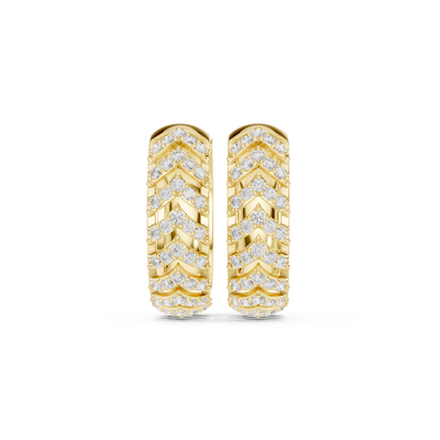Front face of the yellow gold Chevron Spark hoop earrings