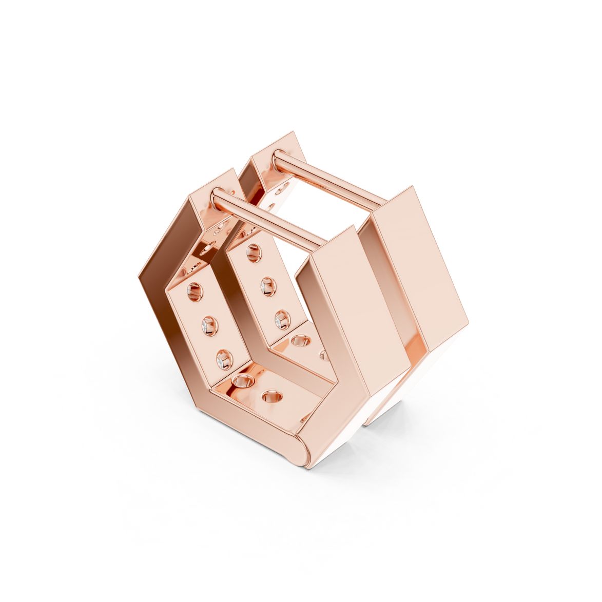 Diamond hexagon hoop earrings in gold by Signora Jewels