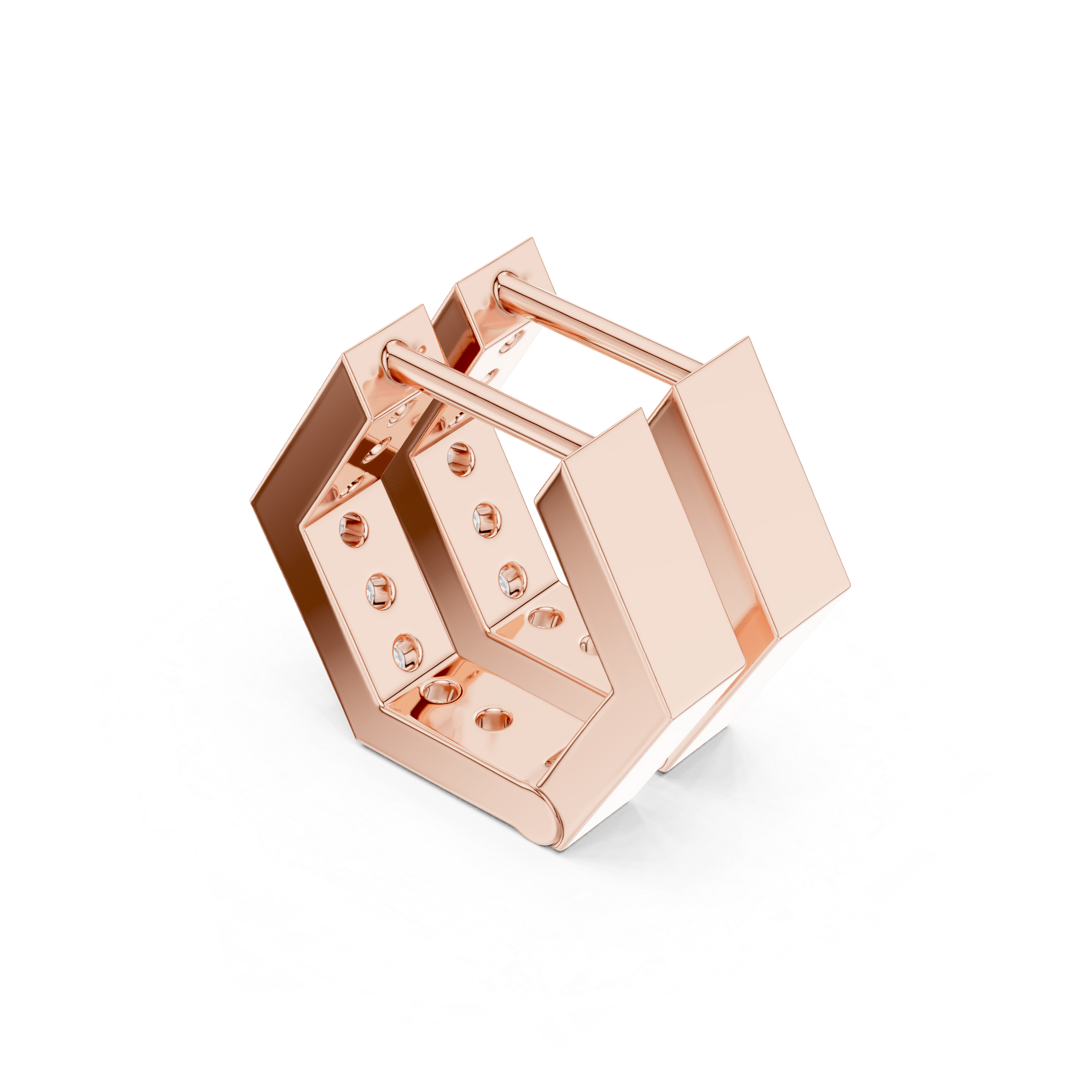 Diamond hexagon hoop earrings in gold by Signora Jewels