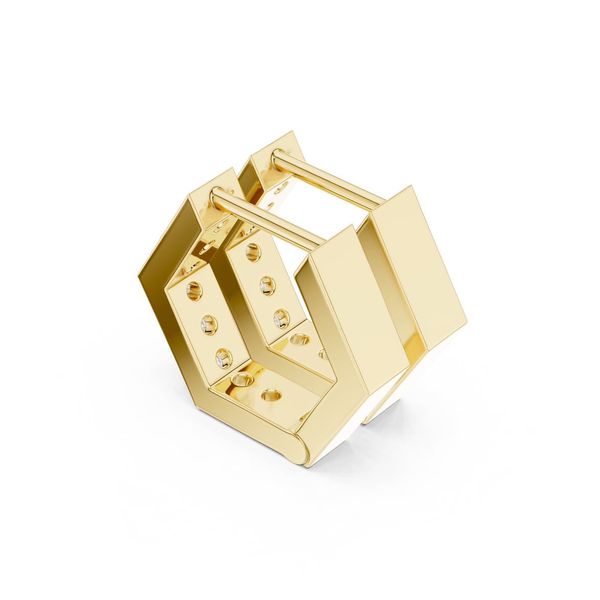 Diamond hexagon hoop earrings in gold by Signora Jewels