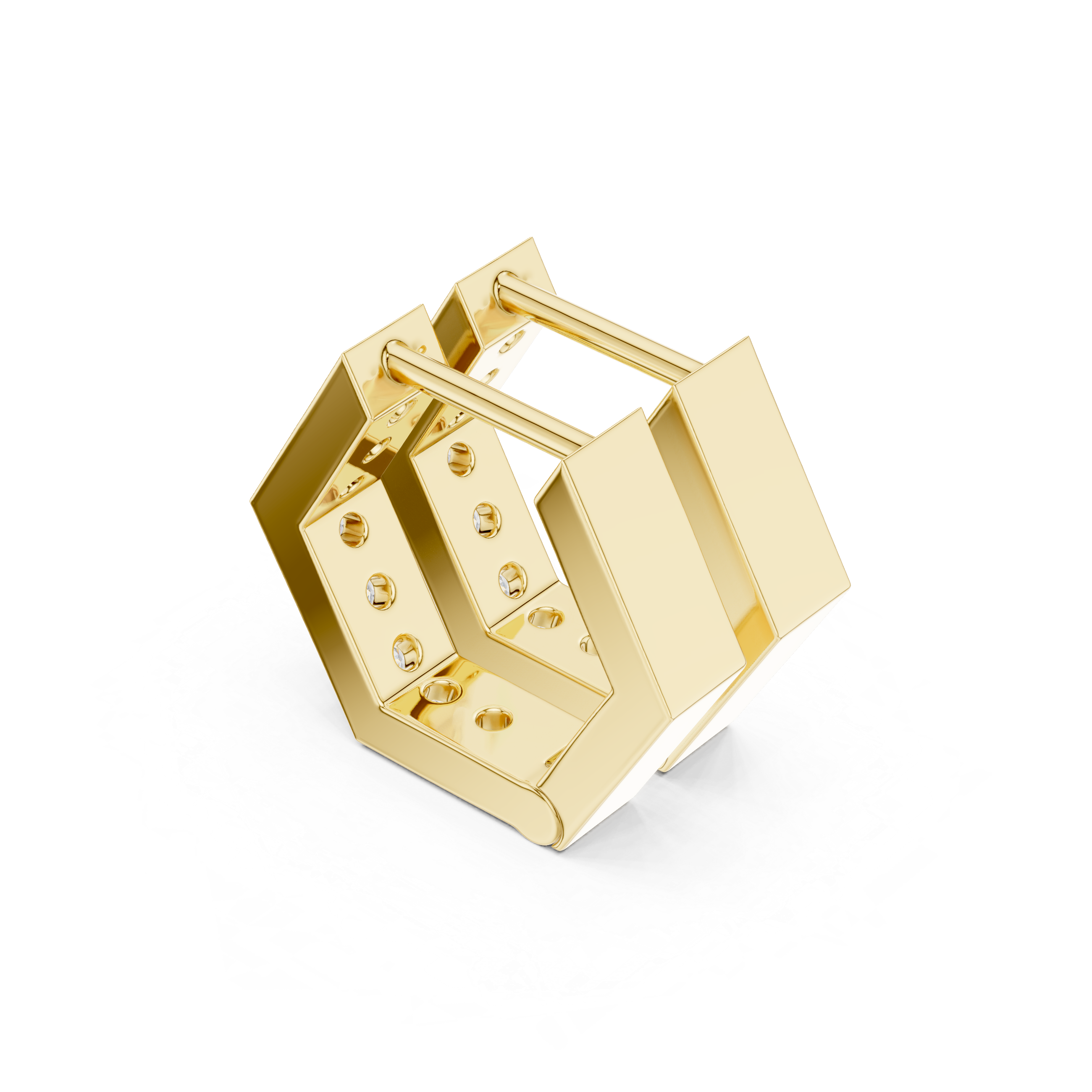 Diamond hexagon hoop earrings in gold by Signora Jewels