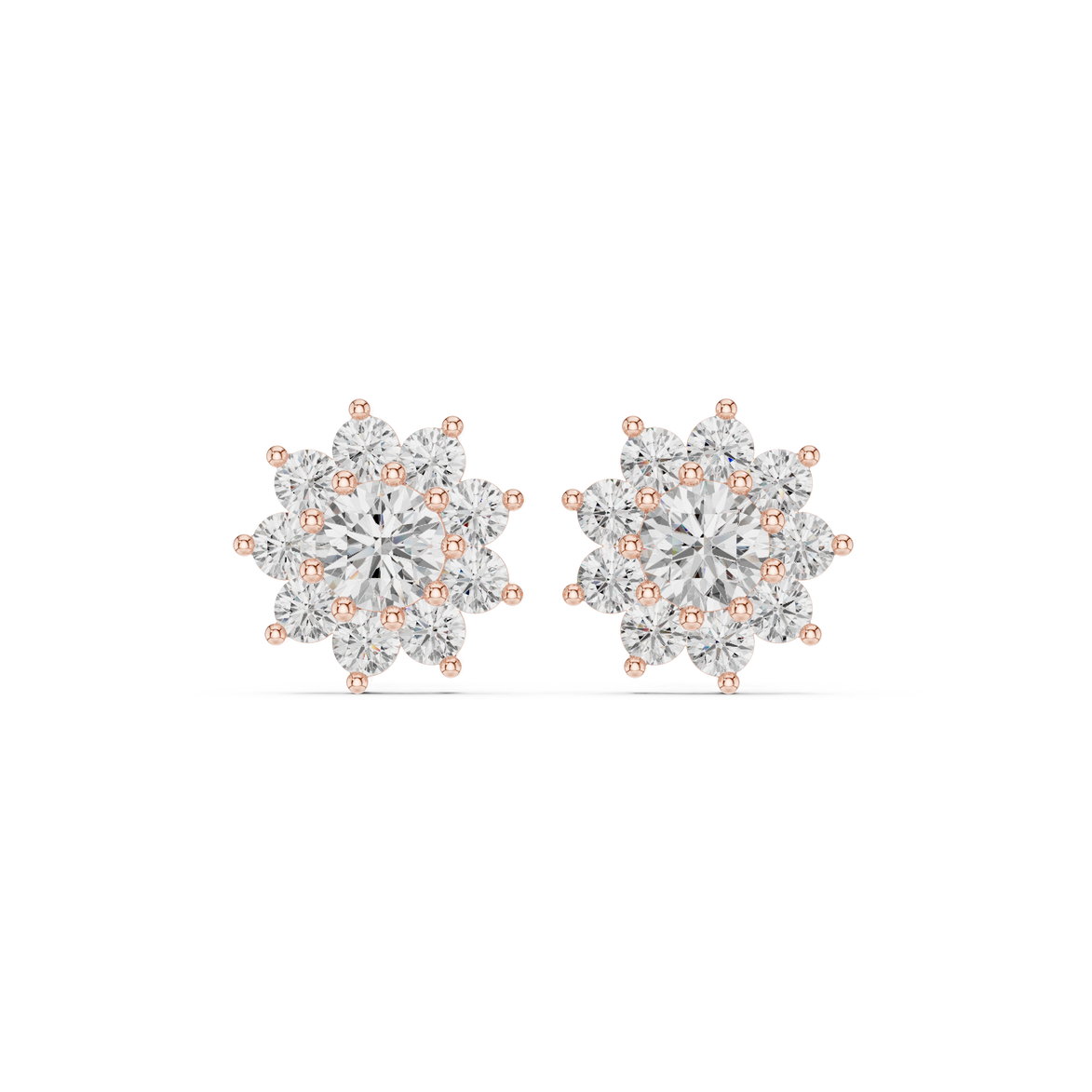 Flower diamond stud earrings