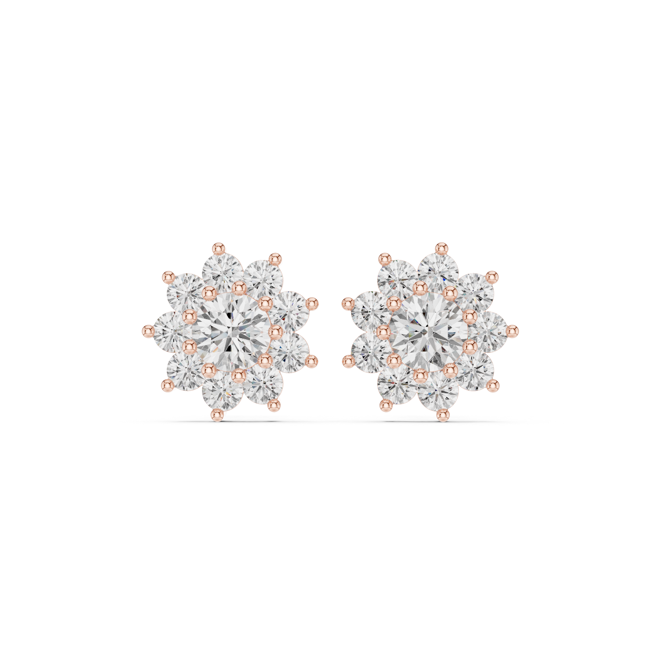 Flower diamond stud earrings