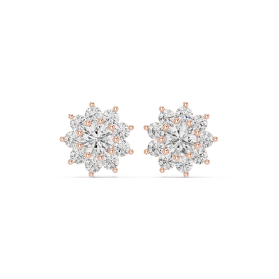Flower diamond stud earrings