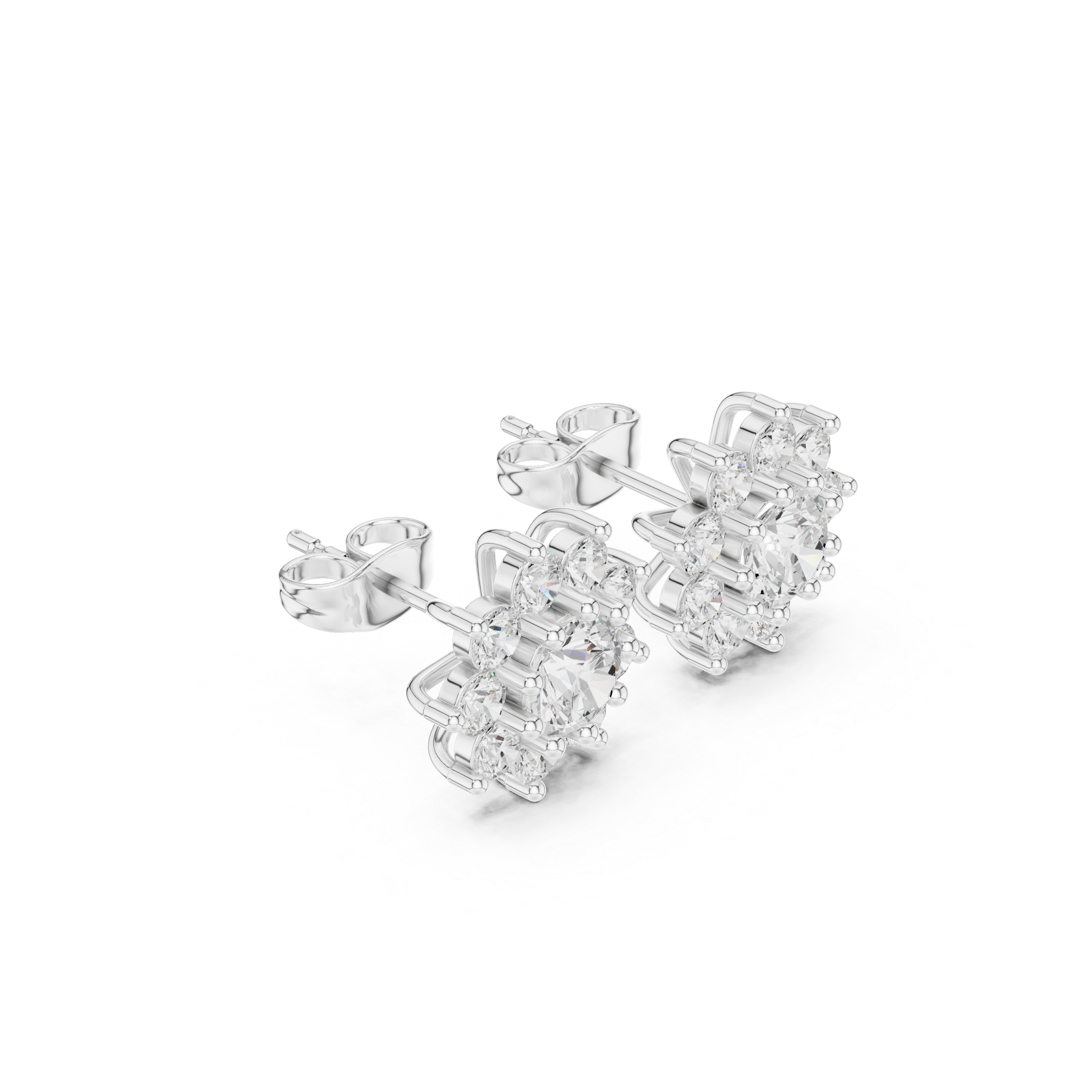 Flower diamond stud earrings