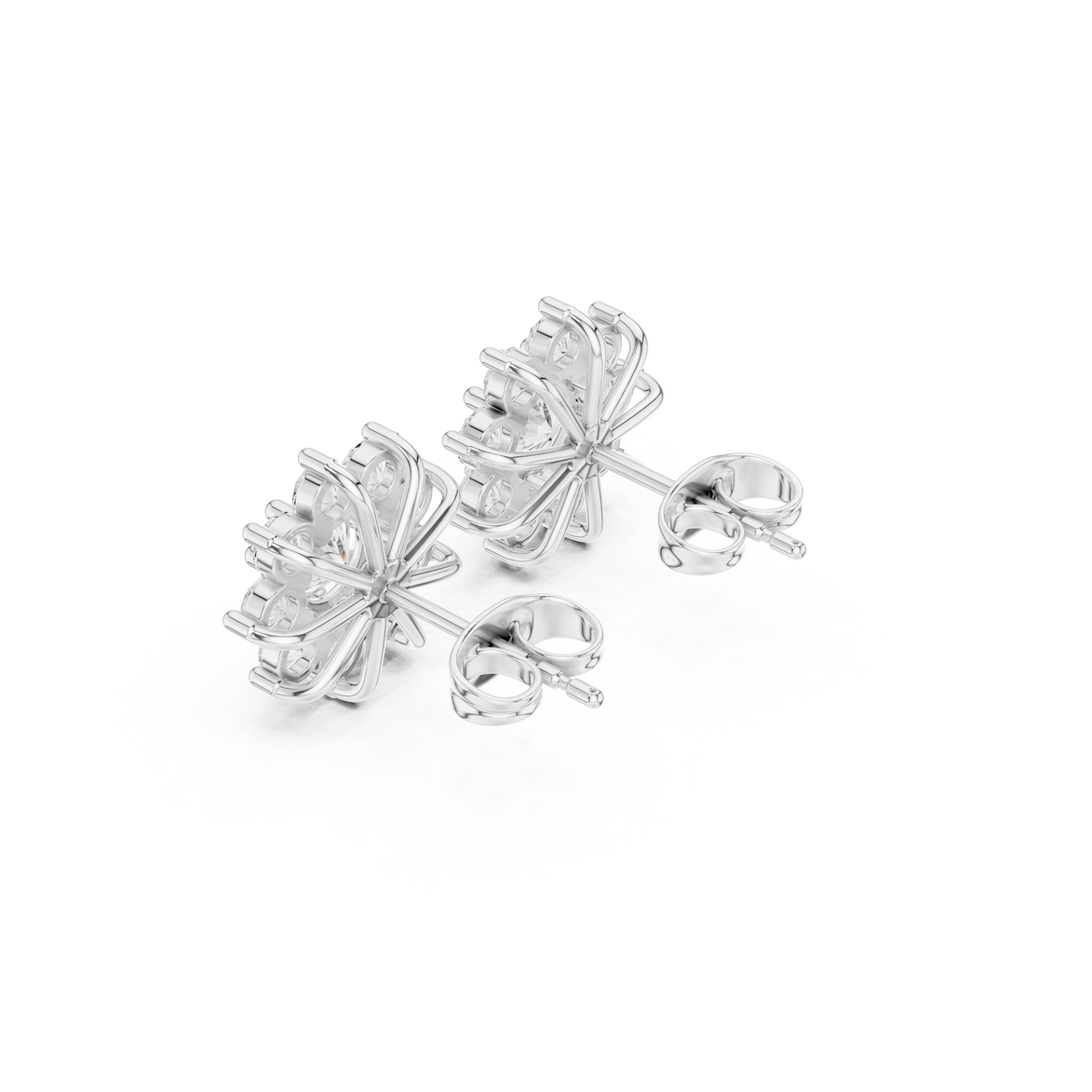 Flower diamond stud earrings