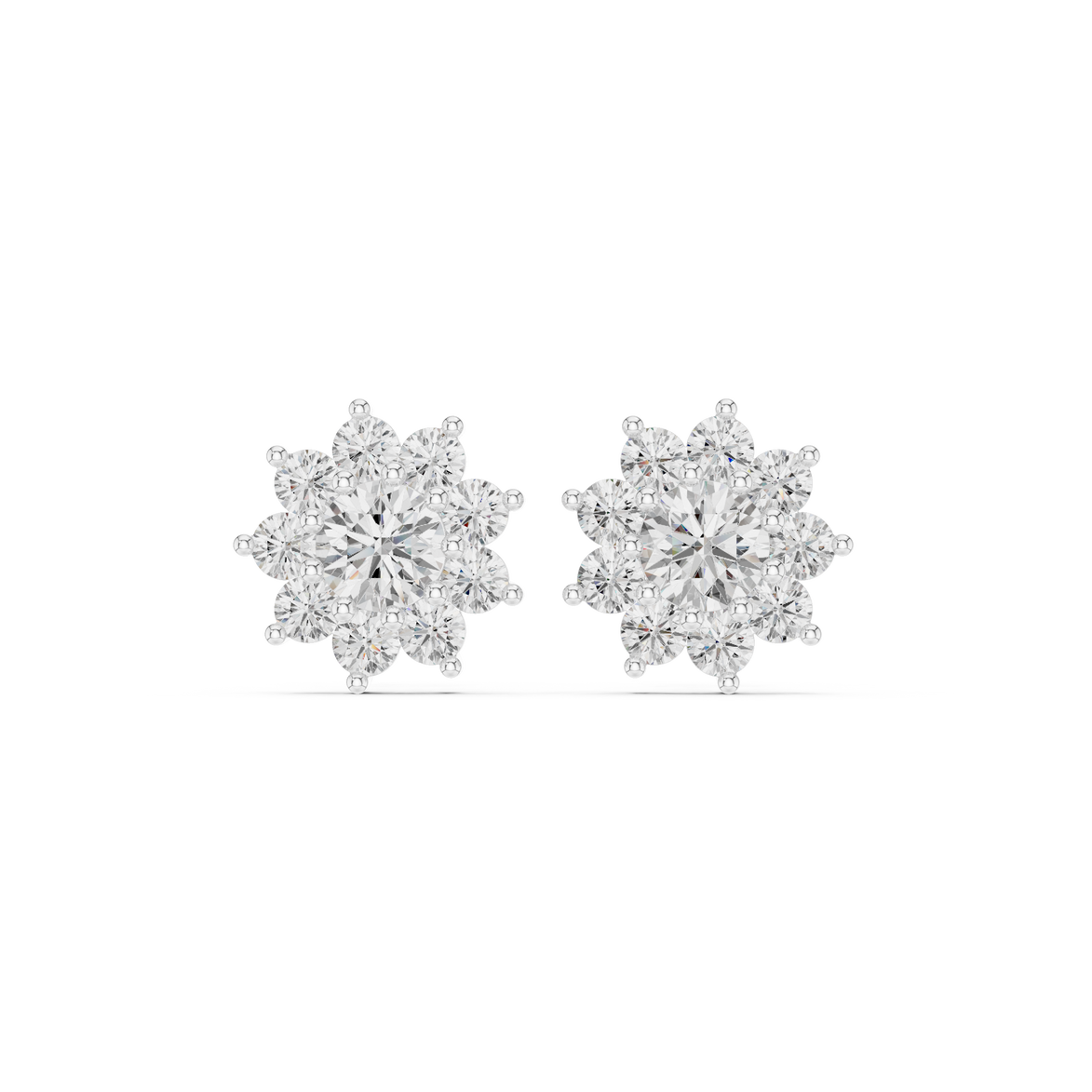 Flower diamond stud earrings