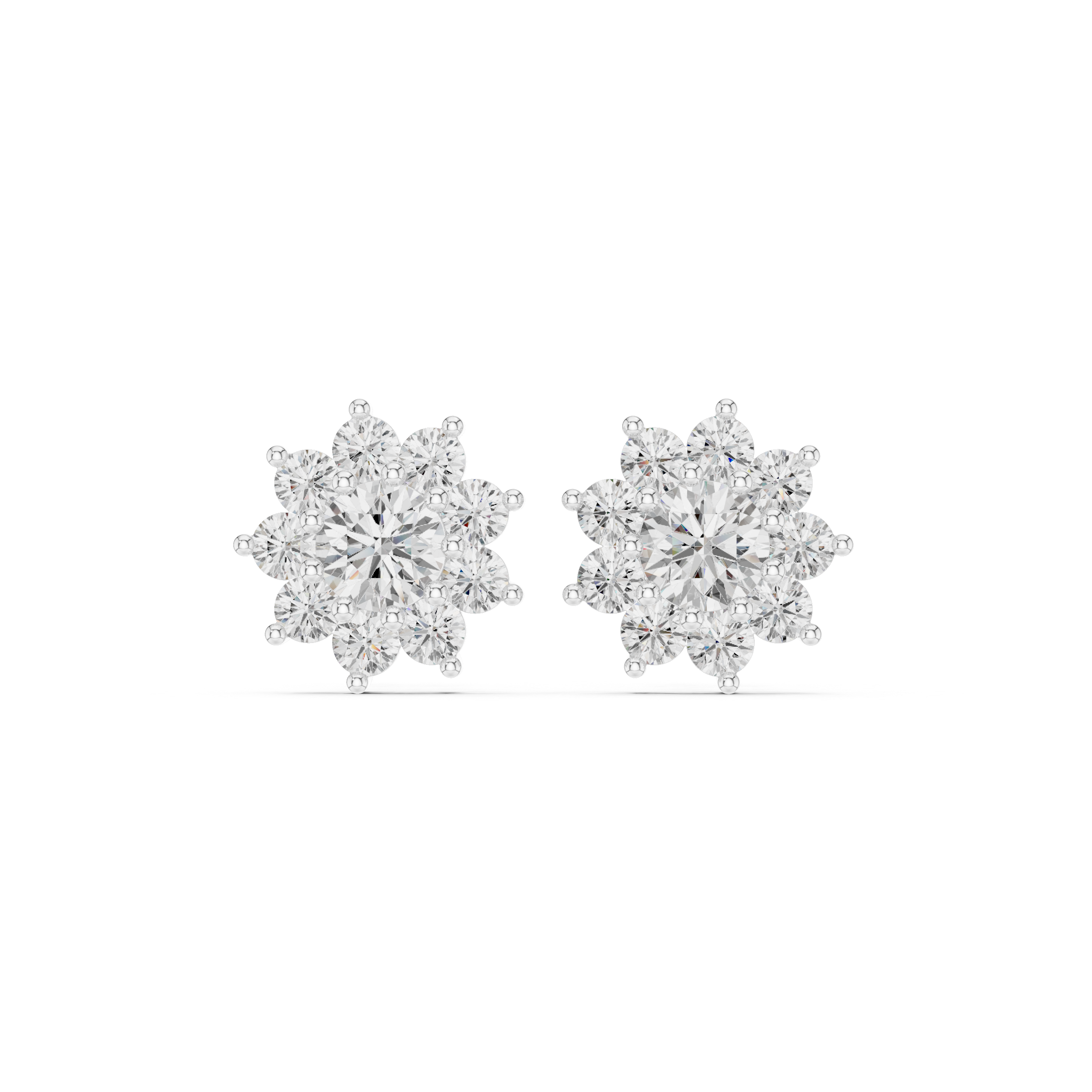 Flower diamond stud earrings