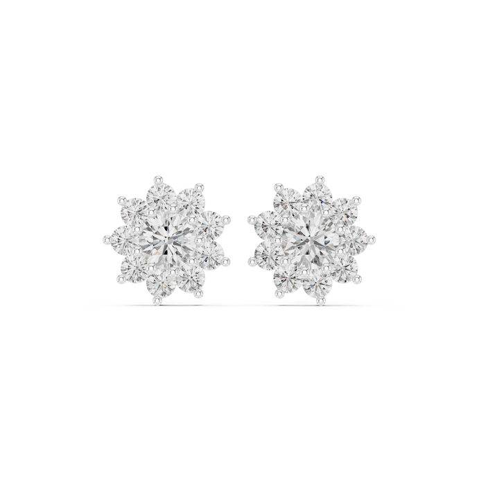 Flower diamond stud earrings