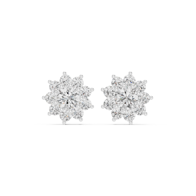 Flower diamond stud earrings