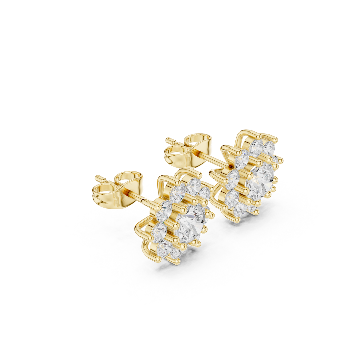 Flower diamond stud earrings