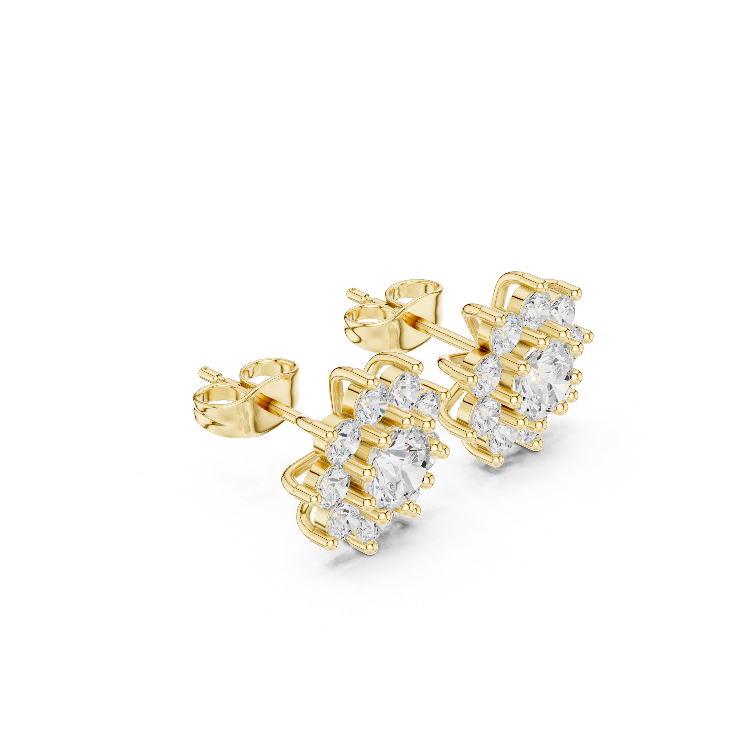 Flower diamond stud earrings
