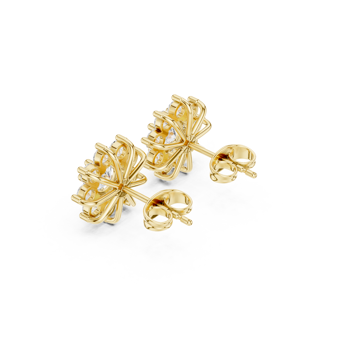 Flower diamond stud earrings