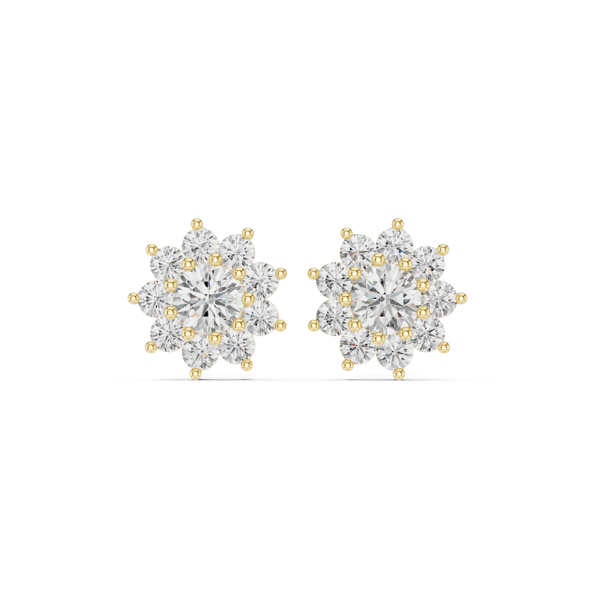 Flower diamond stud earrings