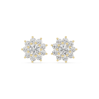 Front face of the yellow gold Flowerburst stud earrings