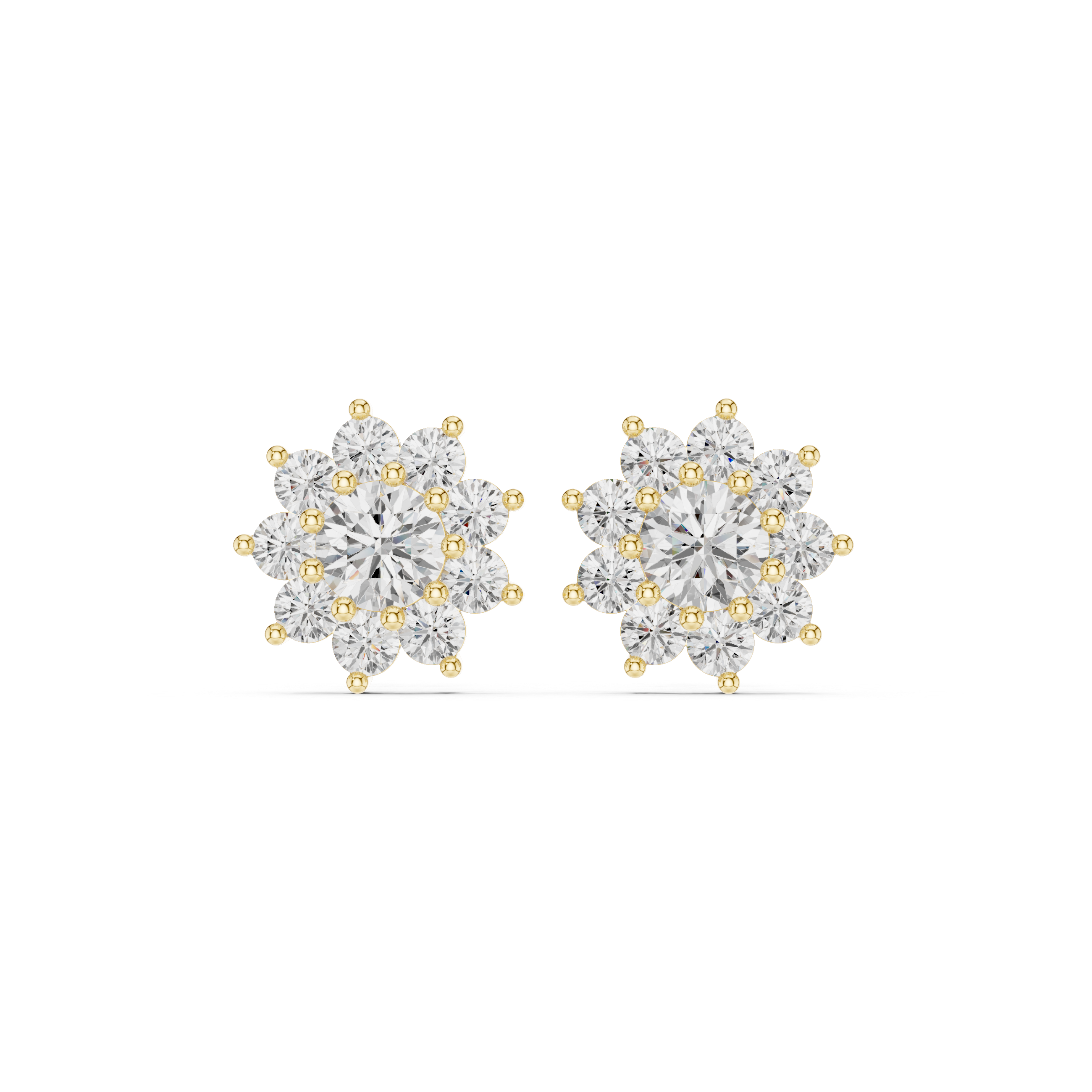 Flower diamond stud earrings