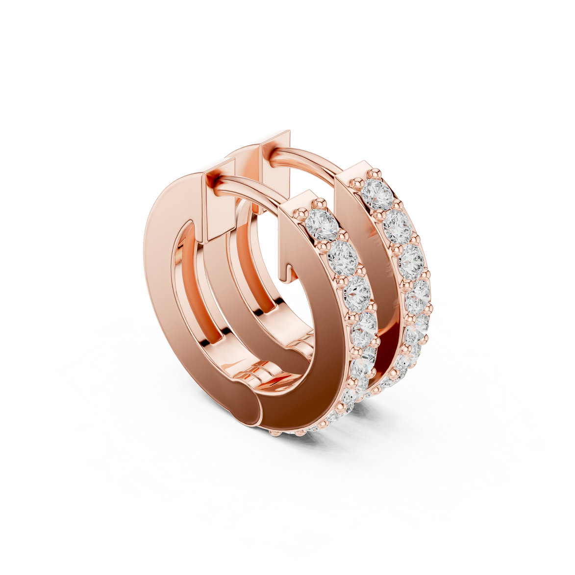 Diamond huggie hoop earrings