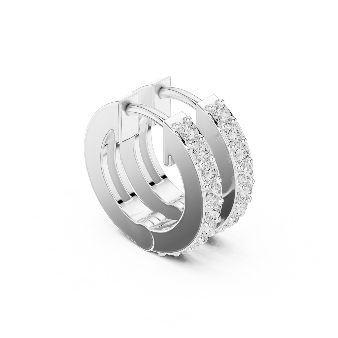 Diamond huggie hoop earrings