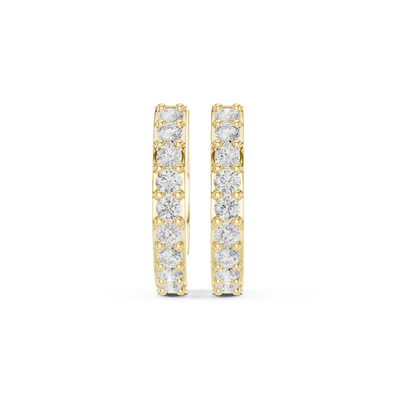 Front face of the yellow gold Radiant Line huggie earrings
