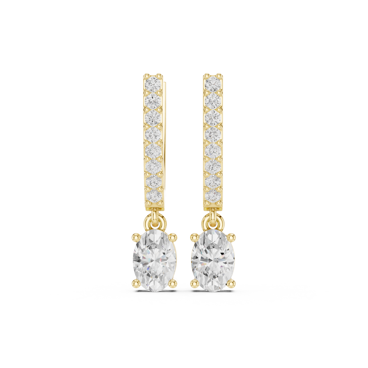 Oval diamond drop earrings