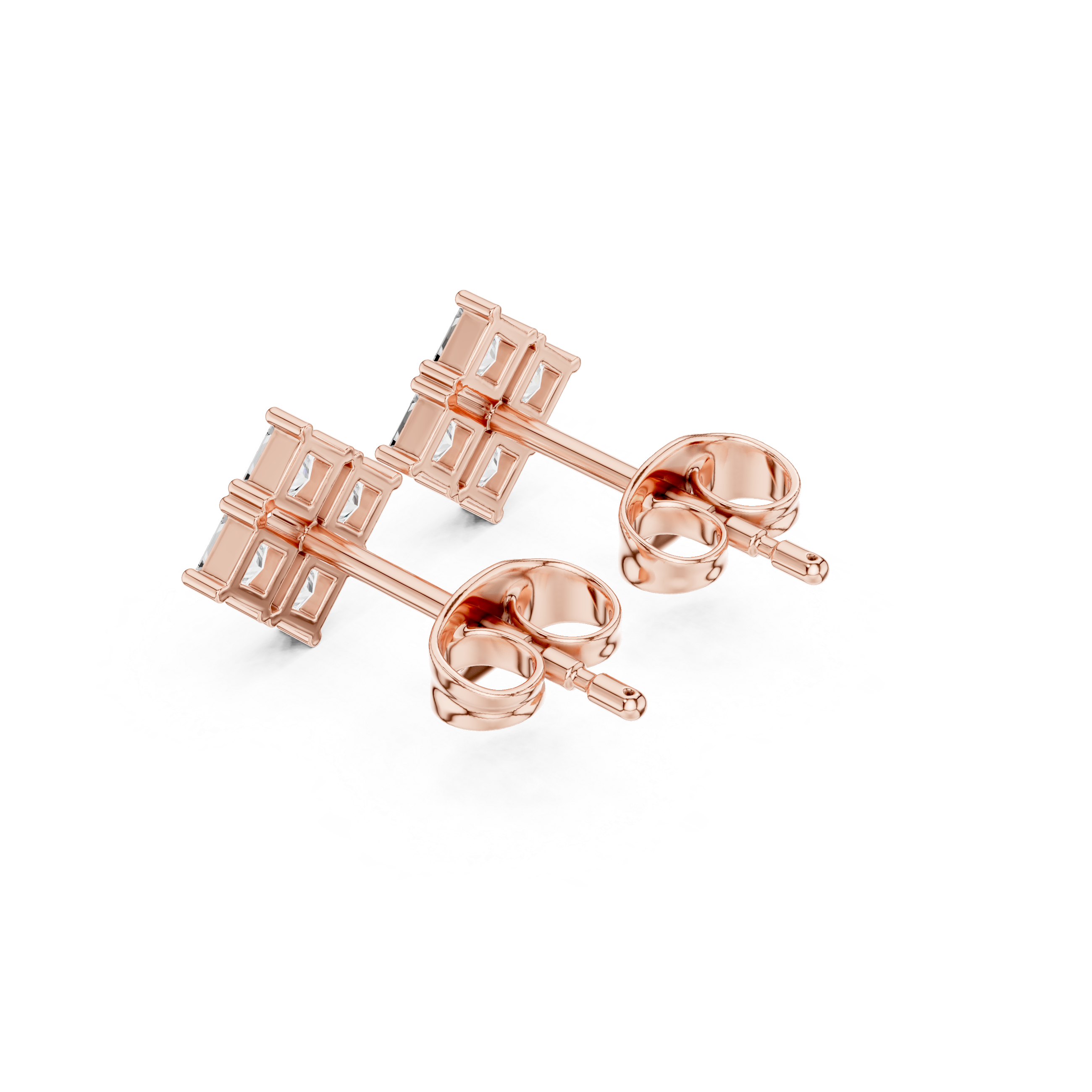 Princess diamond stud earrings
