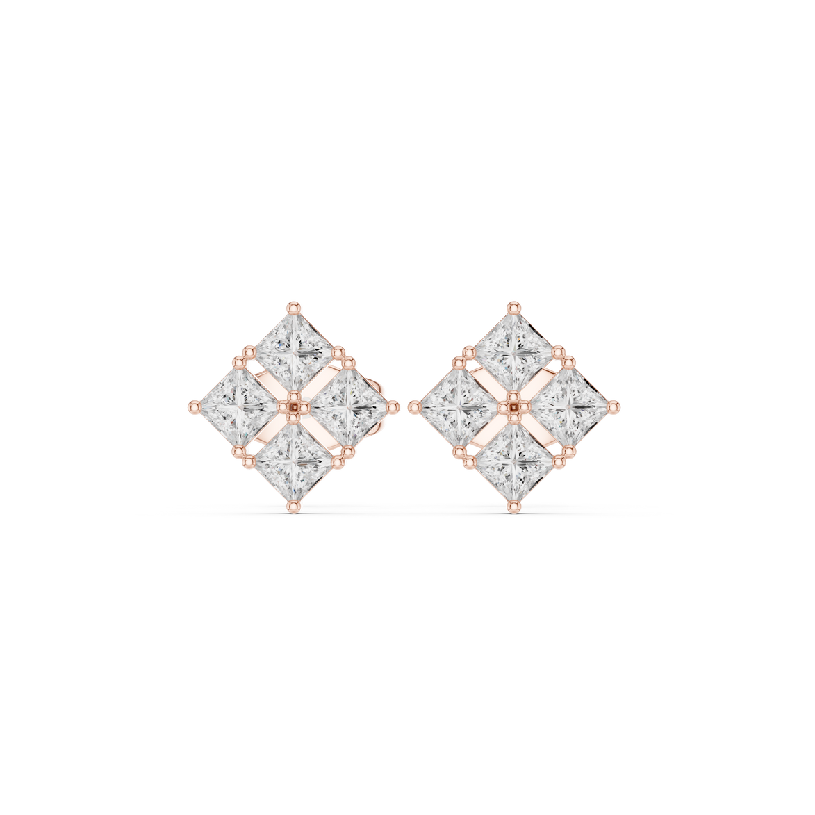 Princess diamond stud earrings