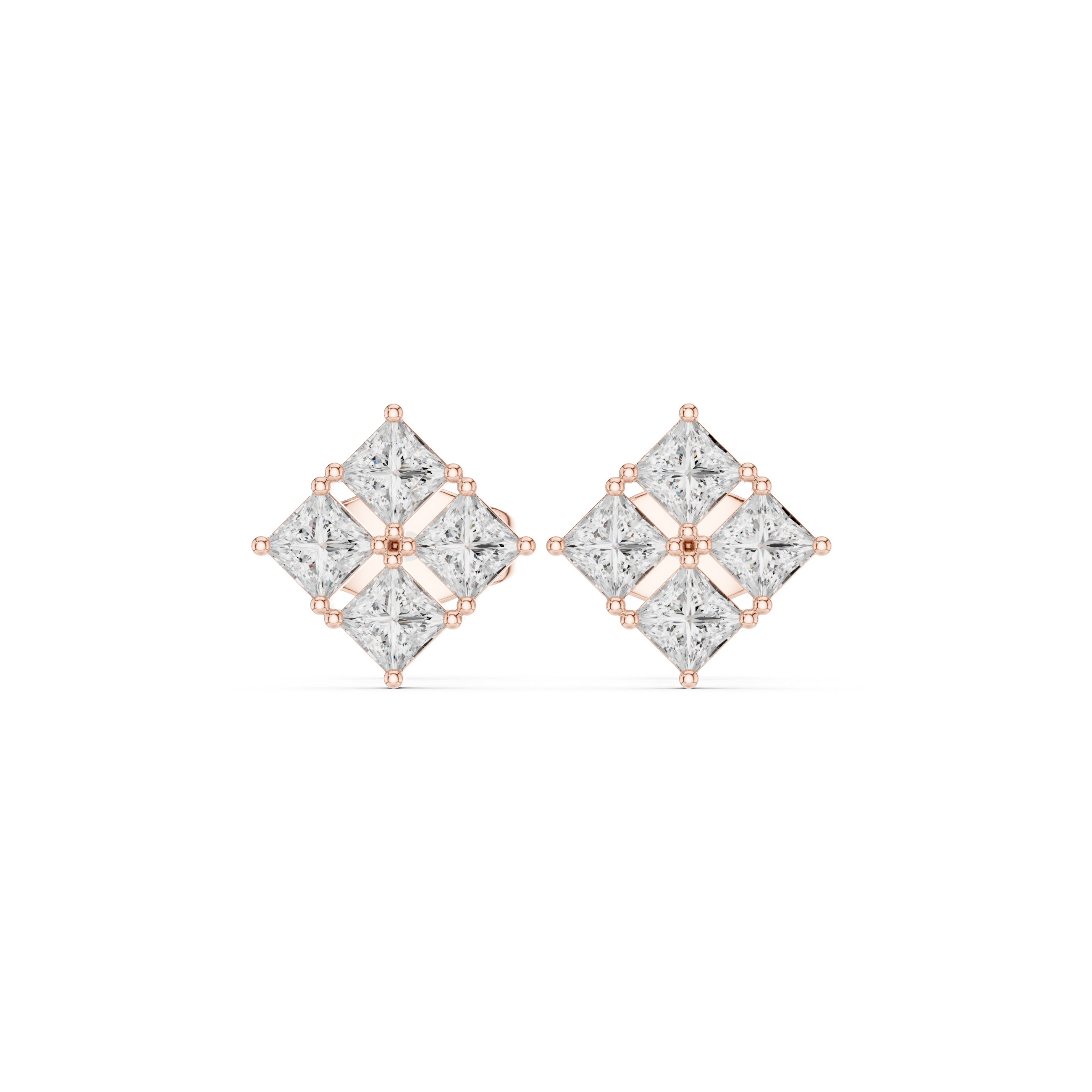 Princess diamond stud earrings