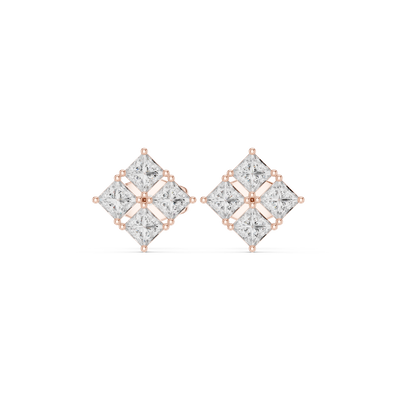 Princess diamond stud earrings