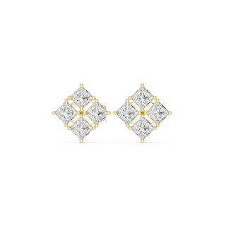 Front face of the yellow gold Modern Mosaic stud earrings