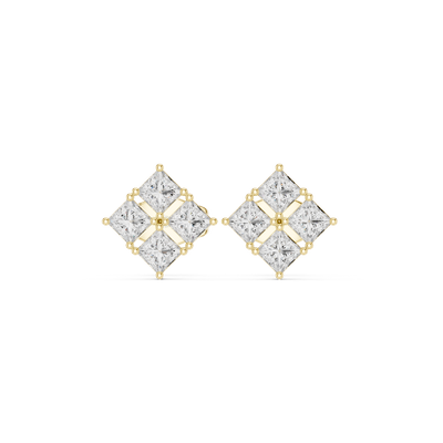 Front face of the yellow gold Modern Mosaic stud earrings