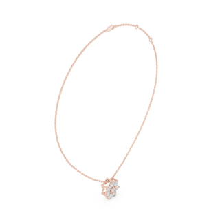 Minimal floral diamond pendant in gold with round lab grown diamonds by Signora Jewels