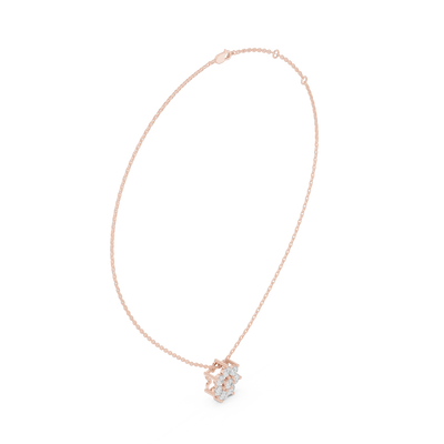 Minimal floral diamond pendant in gold with round lab grown diamonds by Signora Jewels