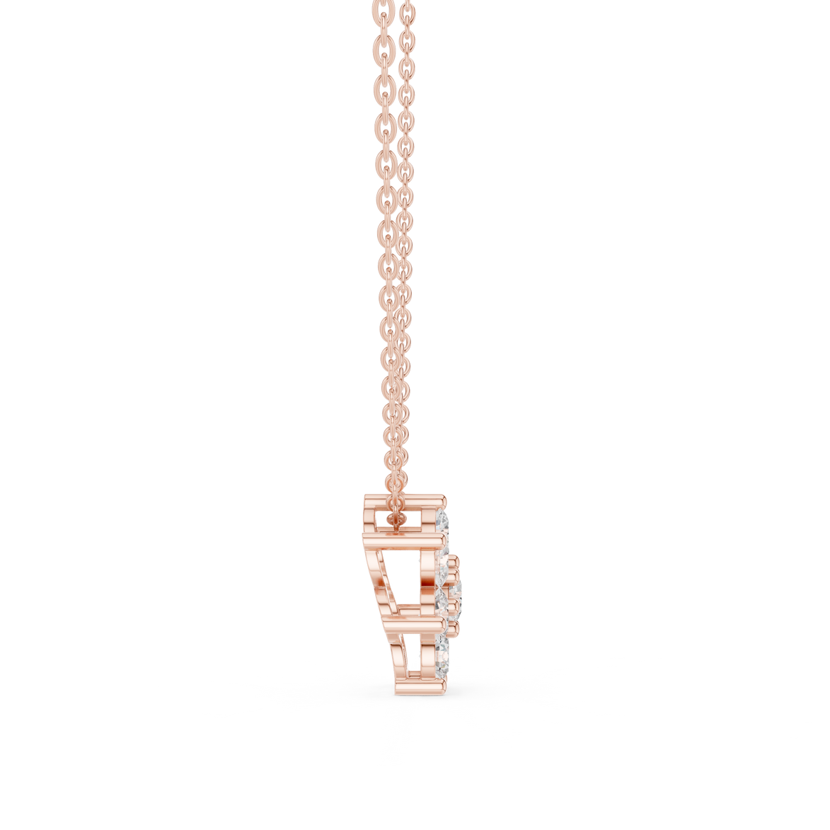 Minimal floral diamond pendant in gold with round lab grown diamonds by Signora Jewels