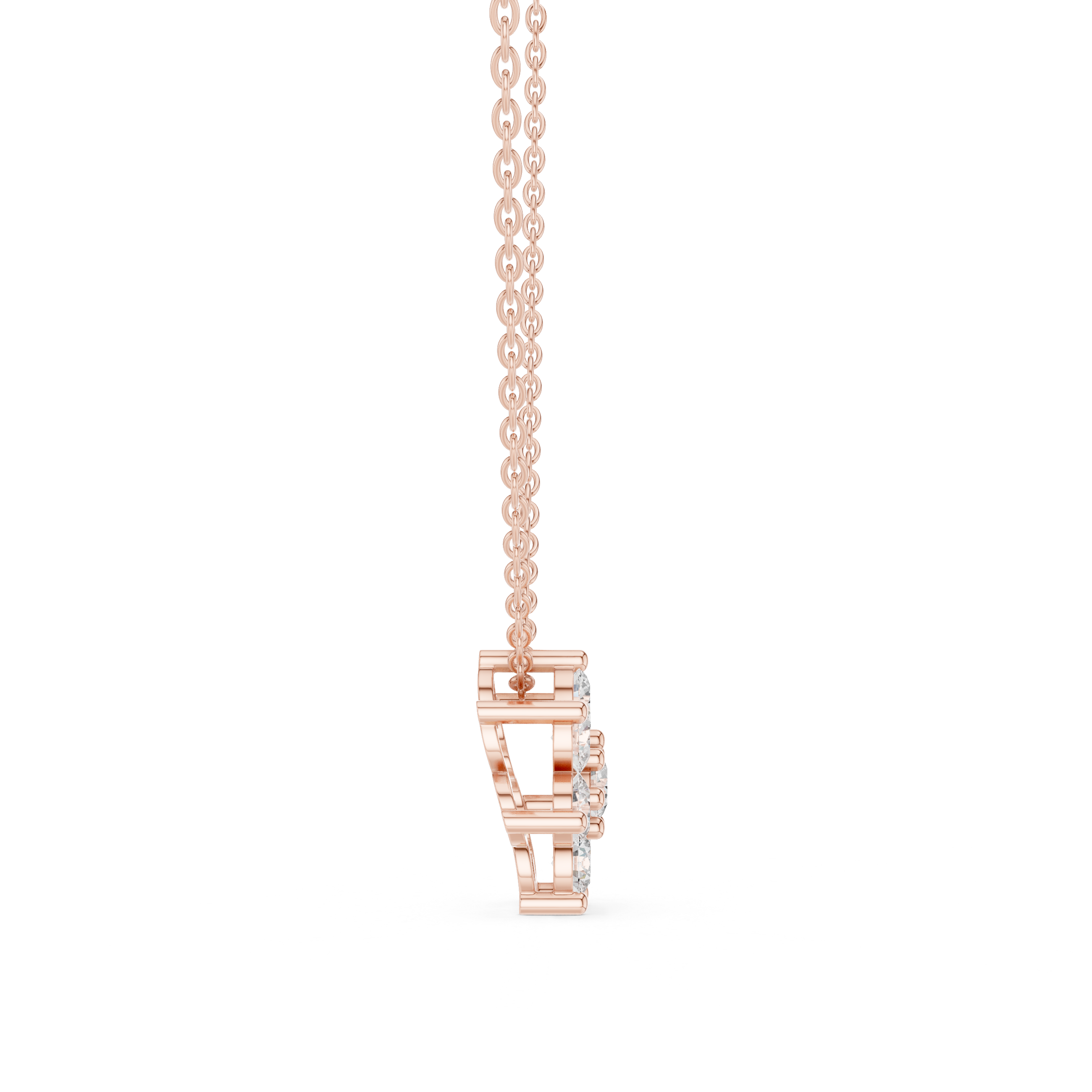Minimal floral diamond pendant in gold with round lab grown diamonds by Signora Jewels