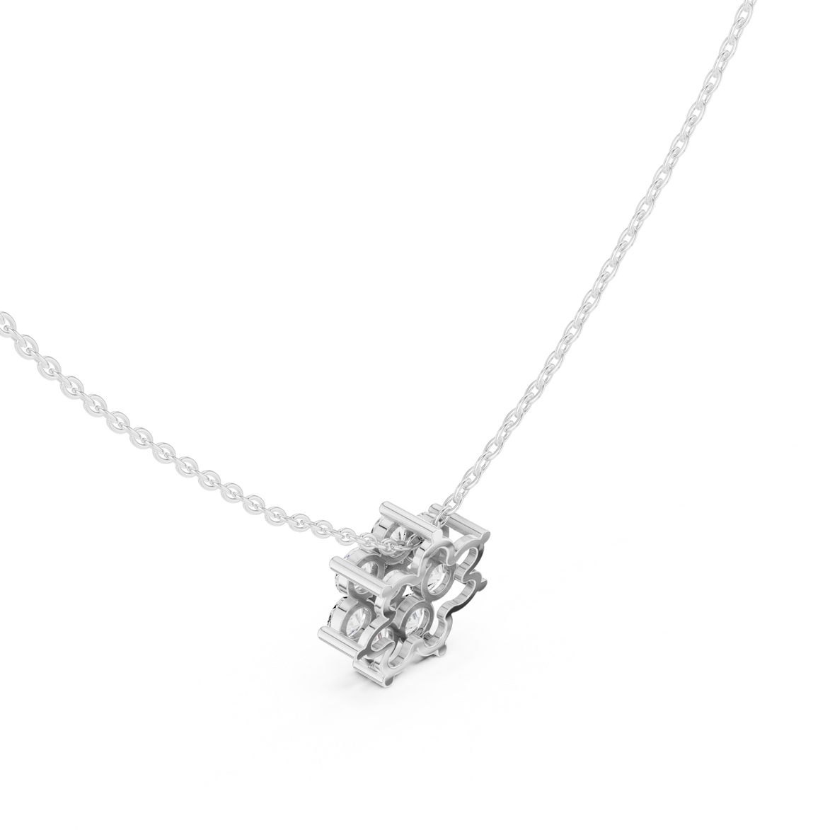 Minimal floral diamond pendant in gold with round lab grown diamonds by Signora Jewels