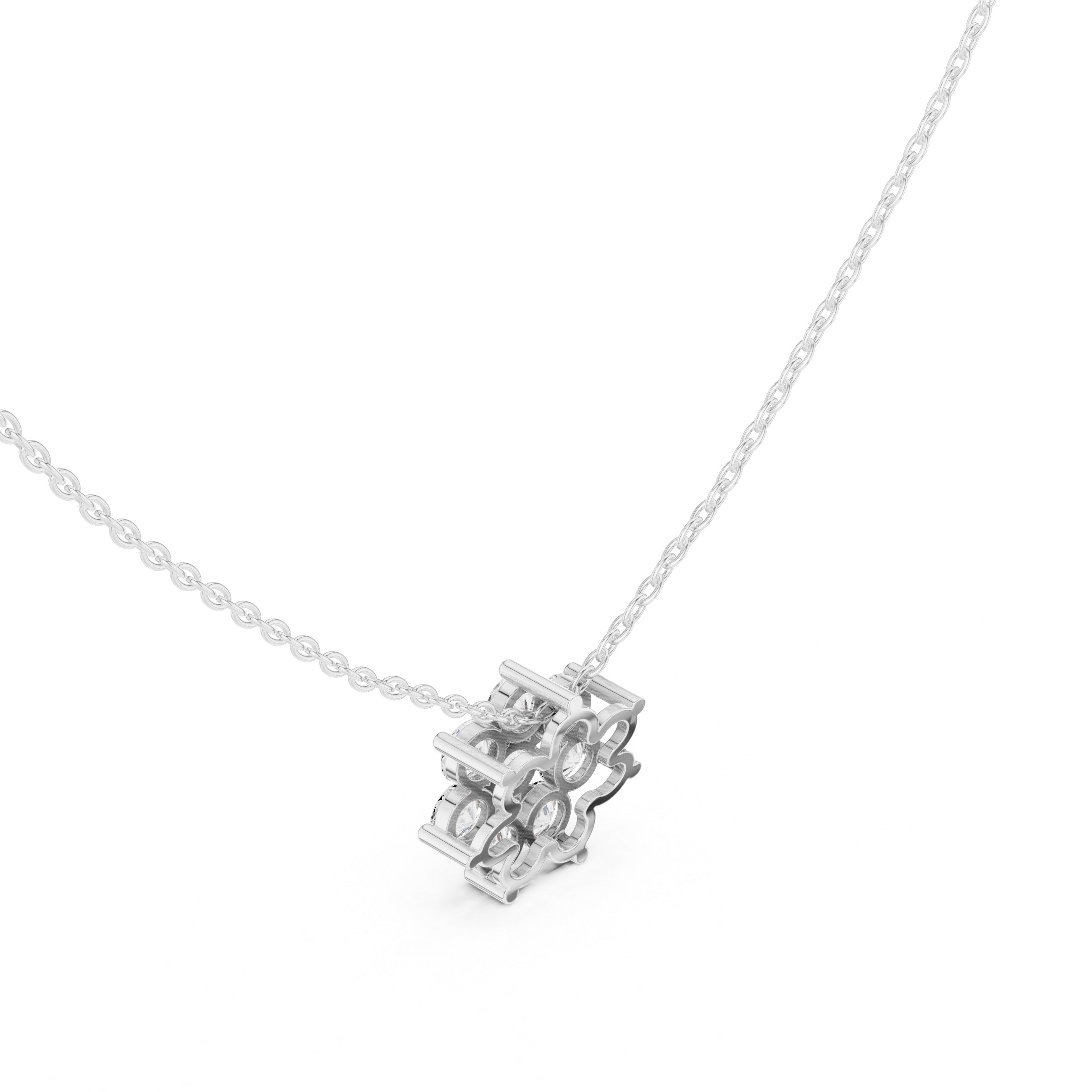 Minimal floral diamond pendant in gold with round lab grown diamonds by Signora Jewels