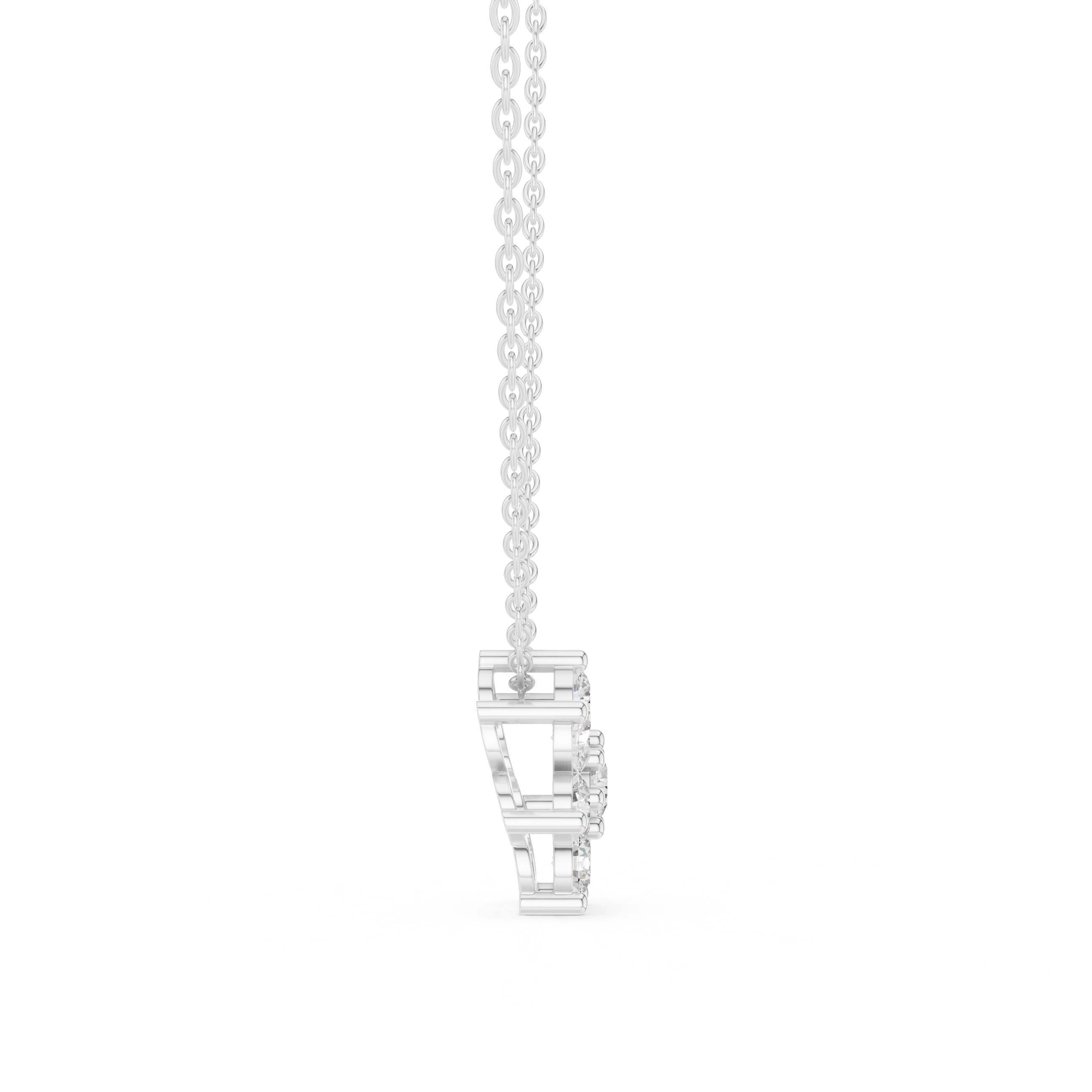 Minimal floral diamond pendant in gold with round lab grown diamonds by Signora Jewels