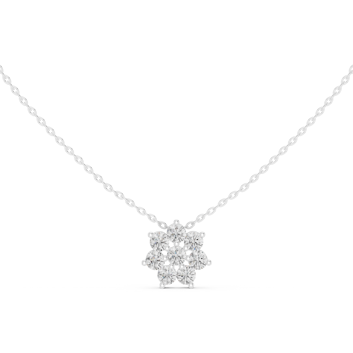 Minimal floral diamond pendant in gold with round lab grown diamonds by Signora Jewels