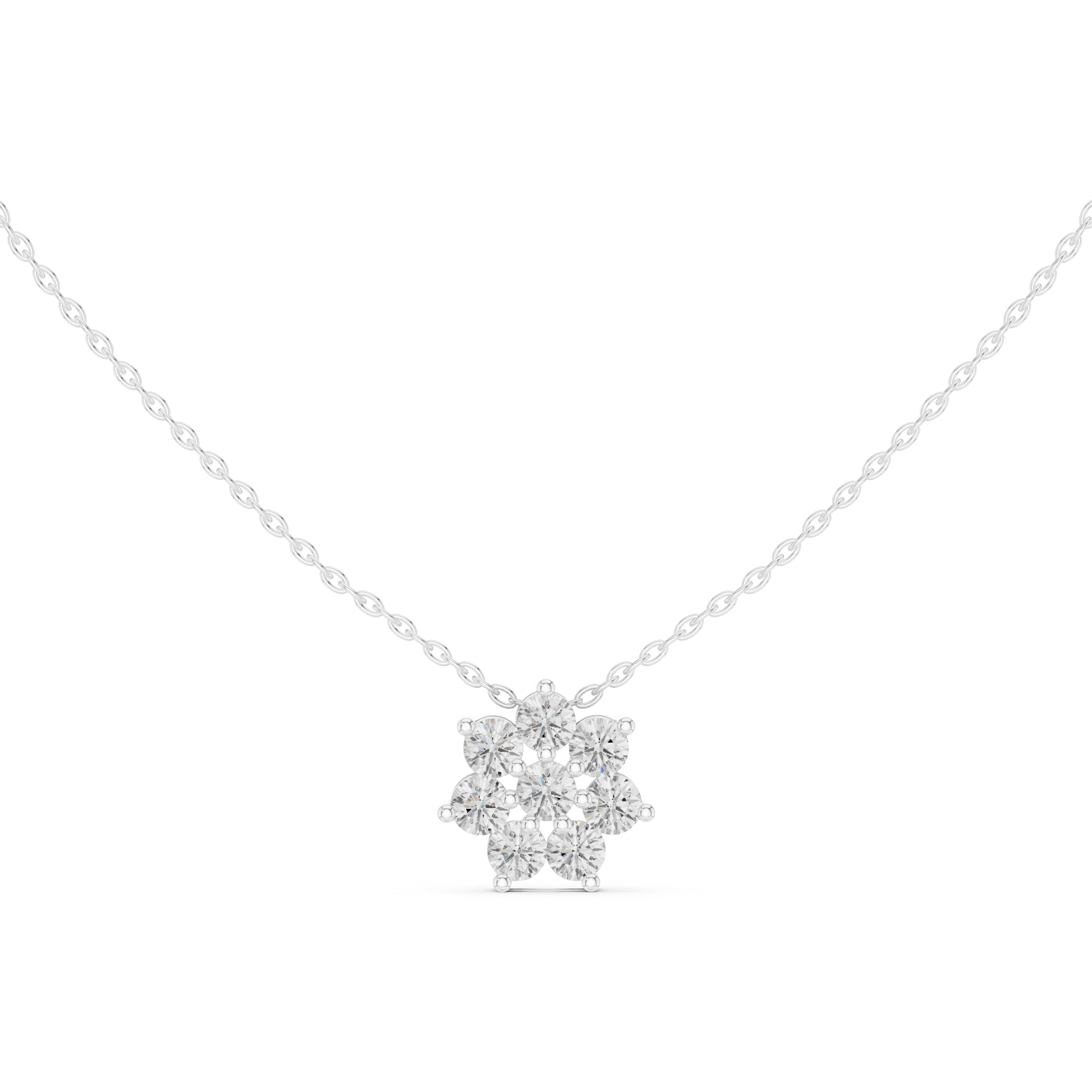Minimal floral diamond pendant in gold with round lab grown diamonds by Signora Jewels