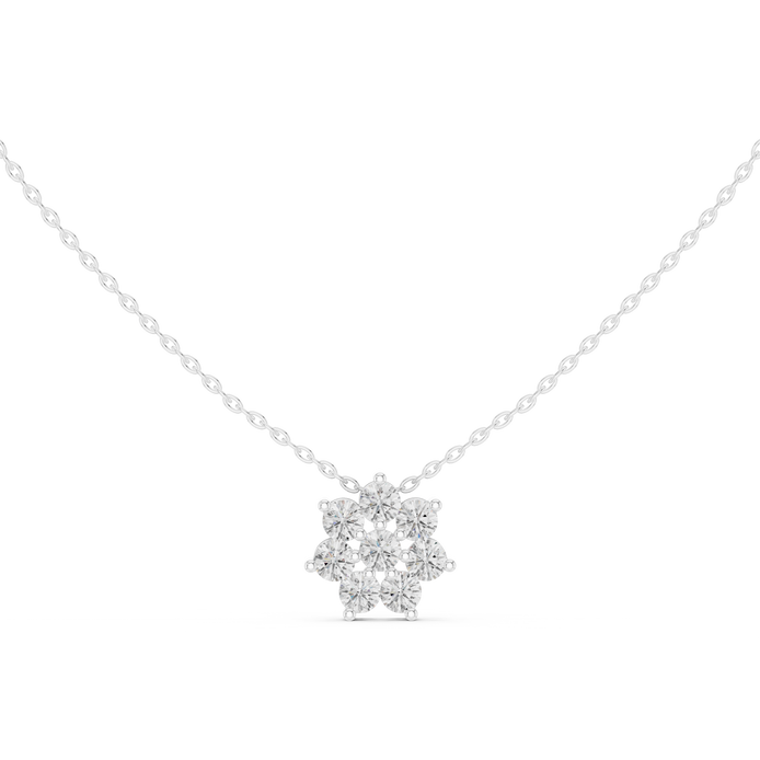 Minimal floral diamond pendant in gold with round lab grown diamonds by Signora Jewels