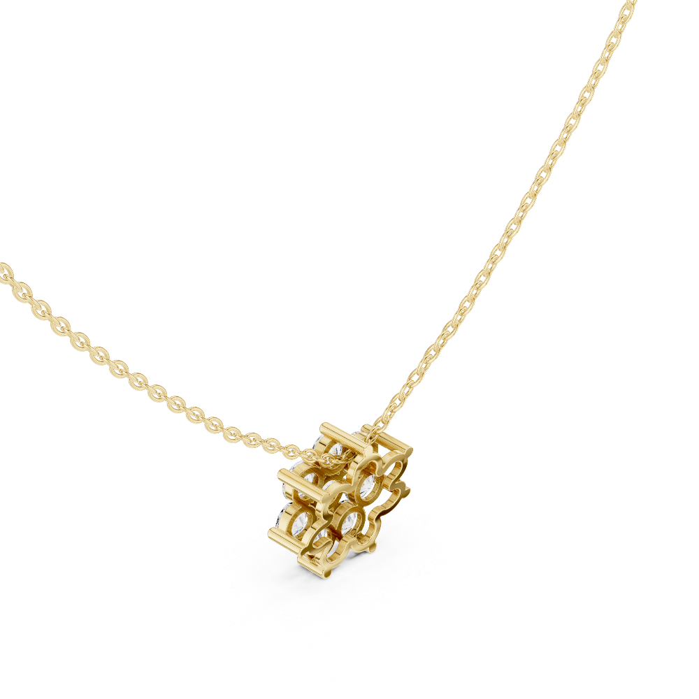 Minimal floral diamond pendant in gold with round lab grown diamonds by Signora Jewels