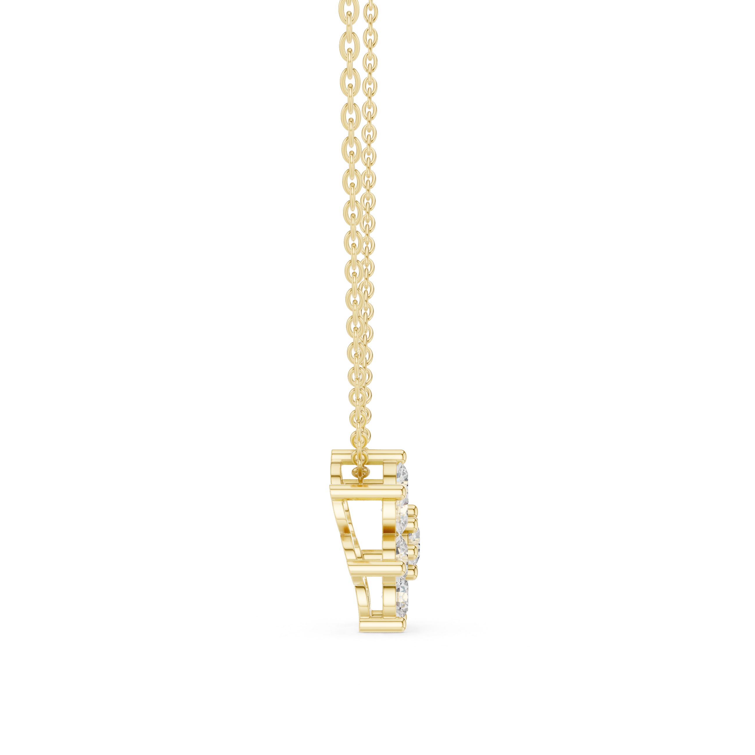 Minimal floral diamond pendant in gold with round lab grown diamonds by Signora Jewels