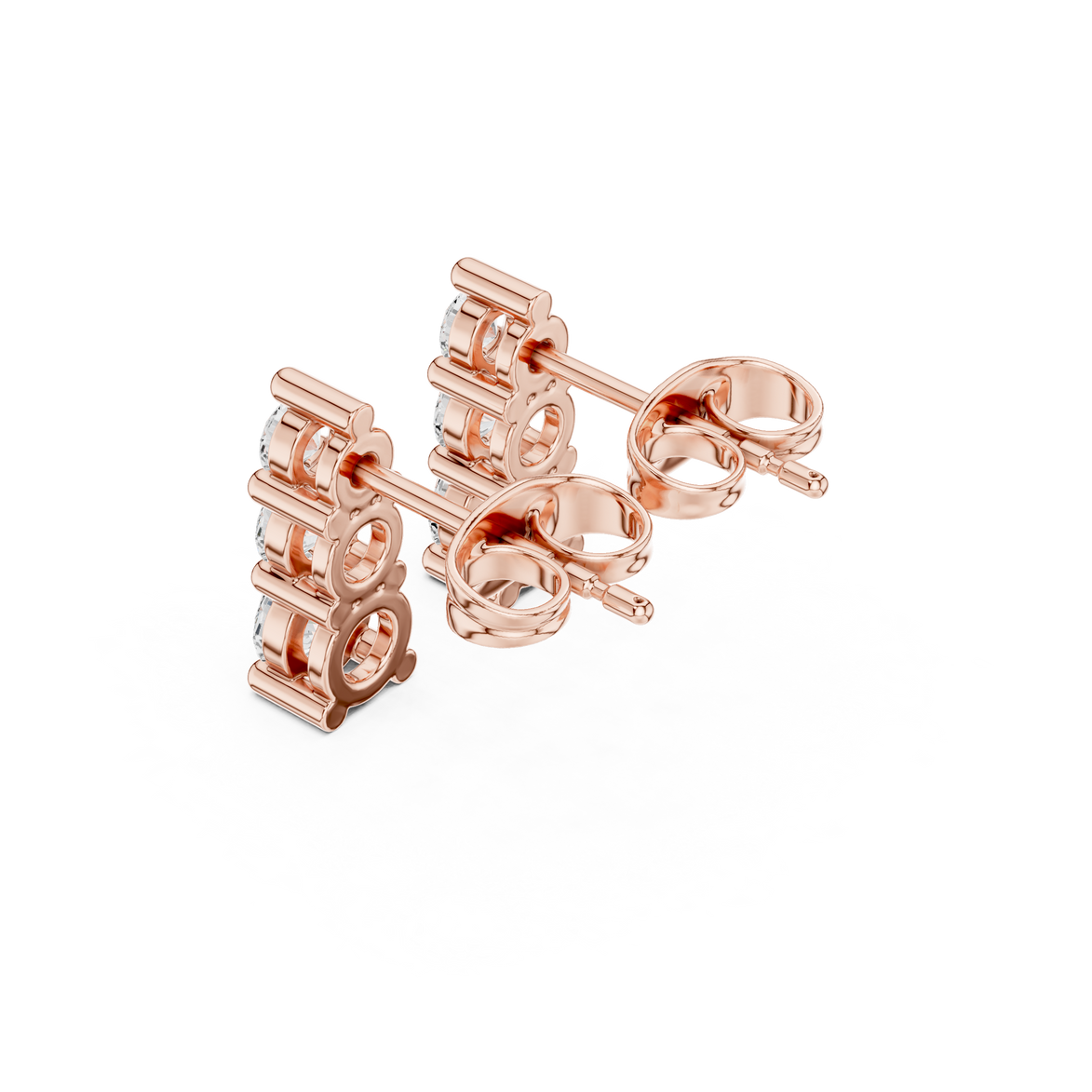 Vertical diamond stud earrings